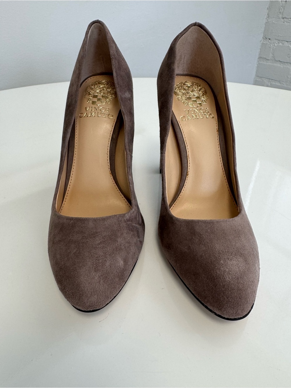 Vince Camuto Brown Suede Pointed-Toe Pumps